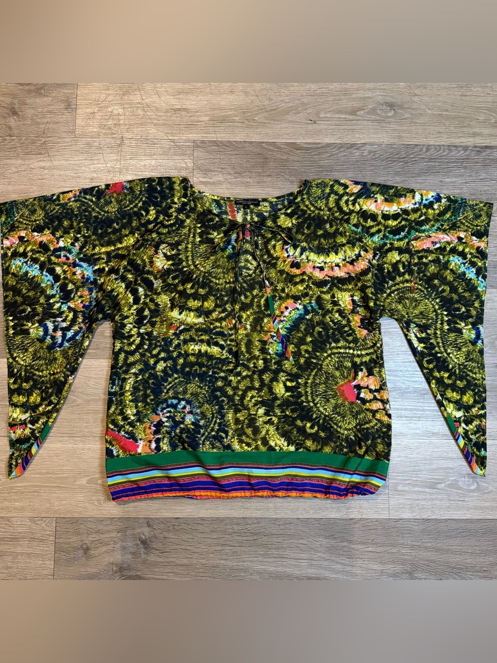 Alberto Makali Multicolor Patterned Blouse with Tie Neck